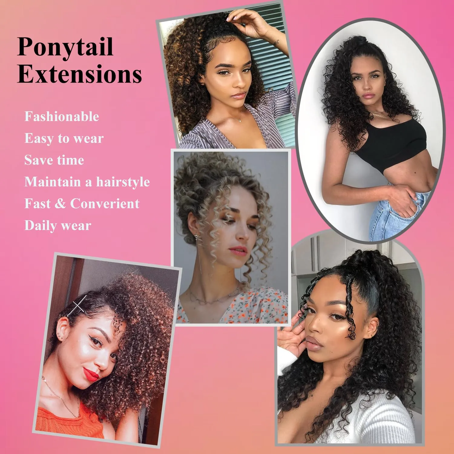 14 Inch Drawstring Ponytail Extension for Black Women, Curly Long Hair Ponytail, Natural Black Pony Tails Hair Extensions with Secure Fit for Easy Daily Wear (2/33)