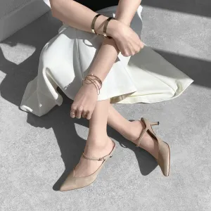 15% OFF: 2024SS: Mule-style pumps with instep straps (m55216) beige