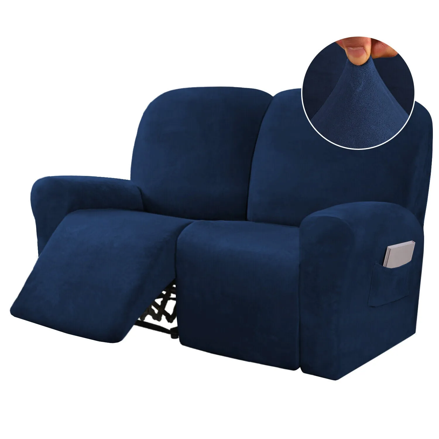 2-Seat Velvet Stretch Recliner Cover -  COVER ONLY