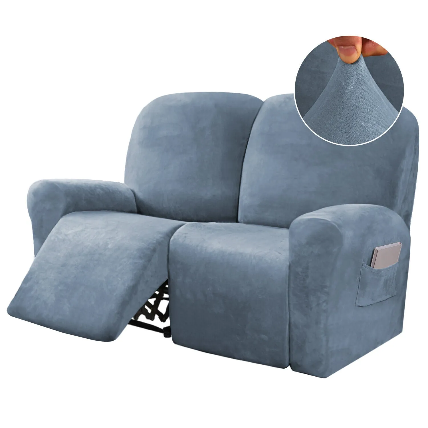 2-Seat Velvet Stretch Recliner Cover -  COVER ONLY
