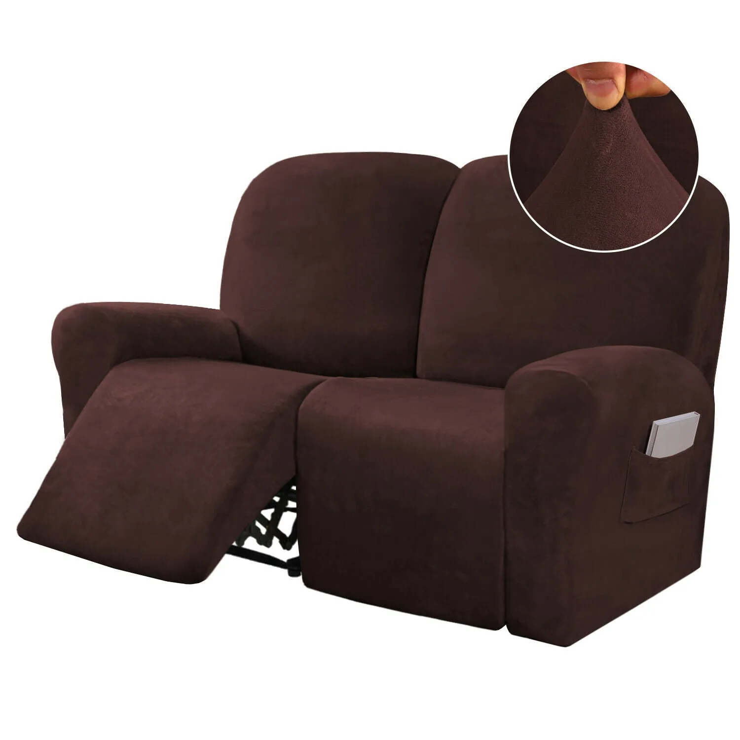 2-Seat Velvet Stretch Recliner Cover -  COVER ONLY