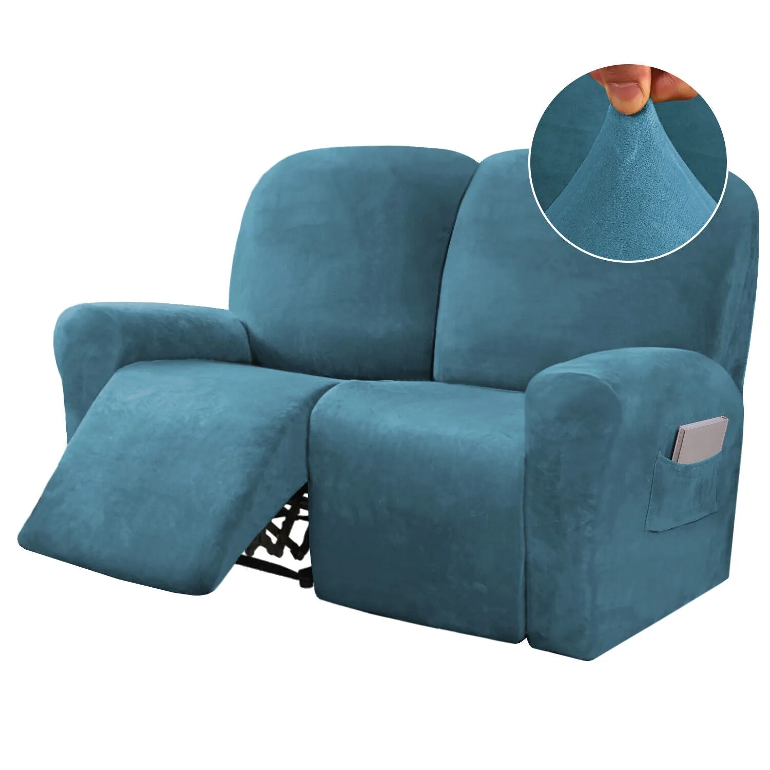 2-Seat Velvet Stretch Recliner Cover -  COVER ONLY
