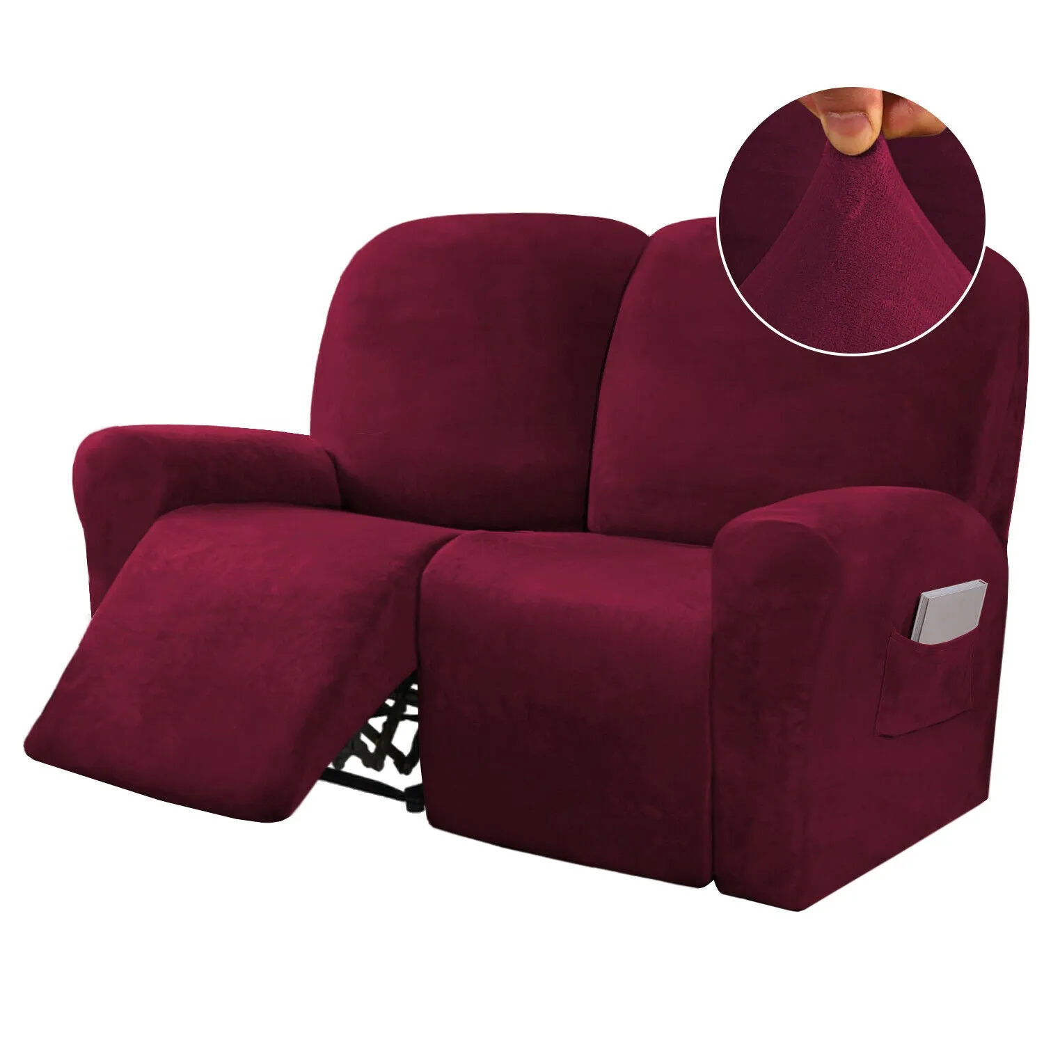 2-Seat Velvet Stretch Recliner Cover -  COVER ONLY