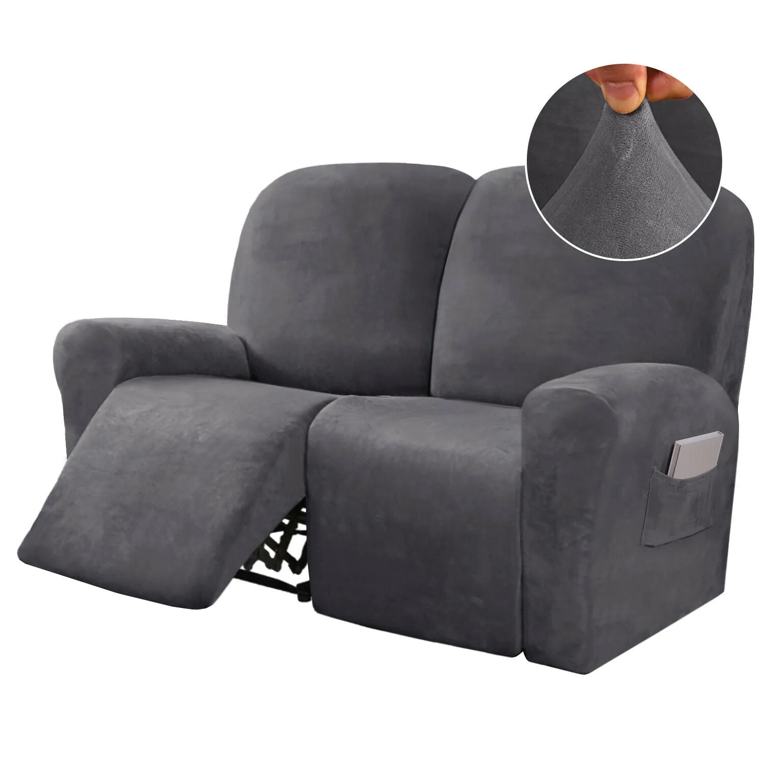 2-Seat Velvet Stretch Recliner Cover -  COVER ONLY