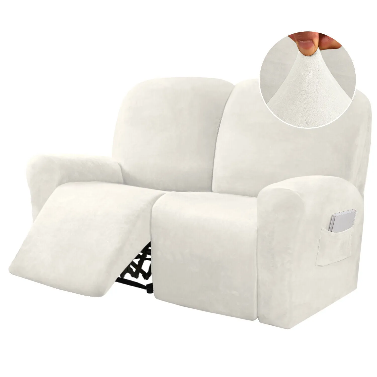 2-Seat Velvet Stretch Recliner Cover -  COVER ONLY