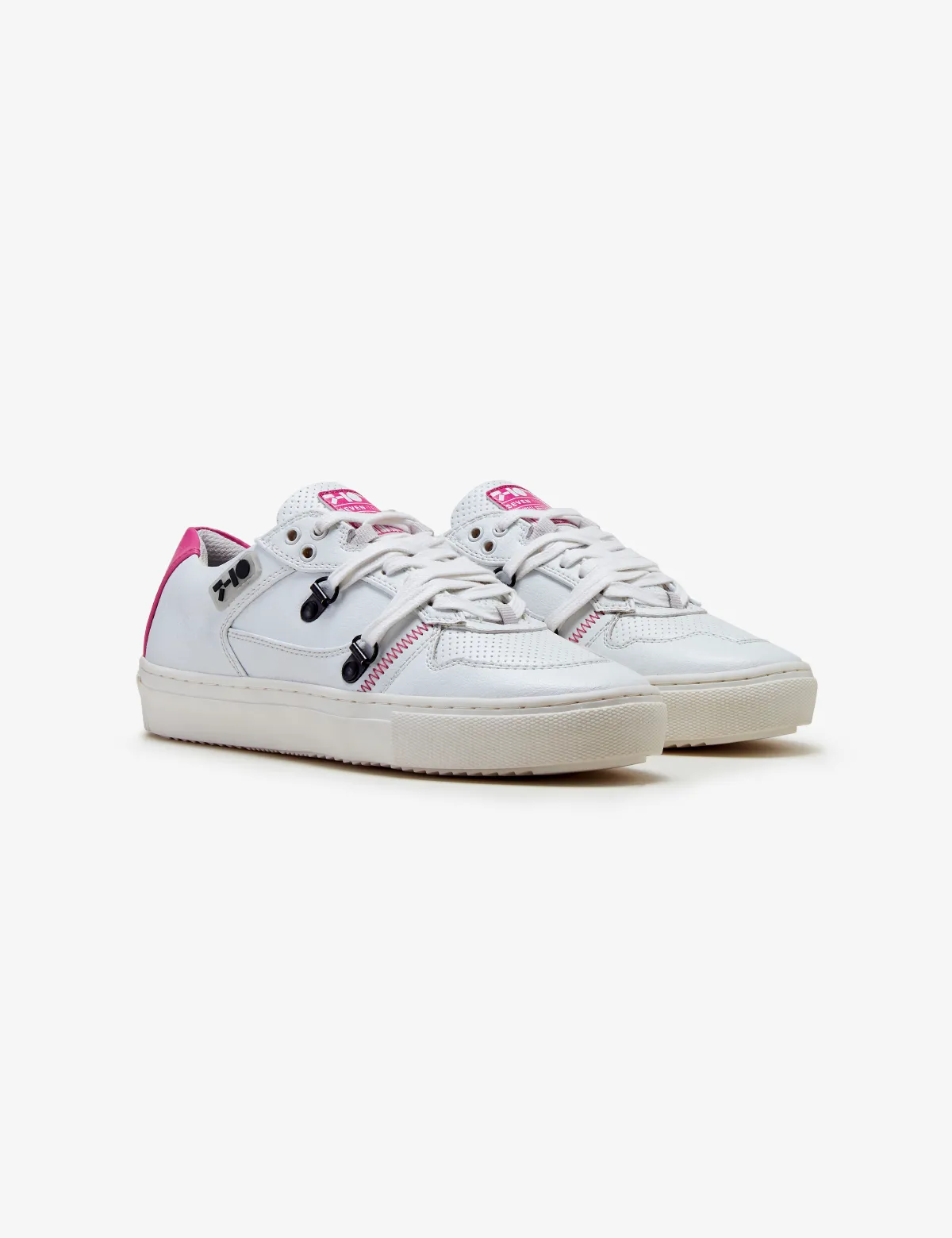210 White Pink Graphic Low-Top Sneaker