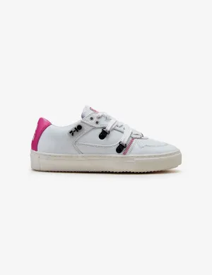 210 White Pink Graphic Low-Top Sneaker