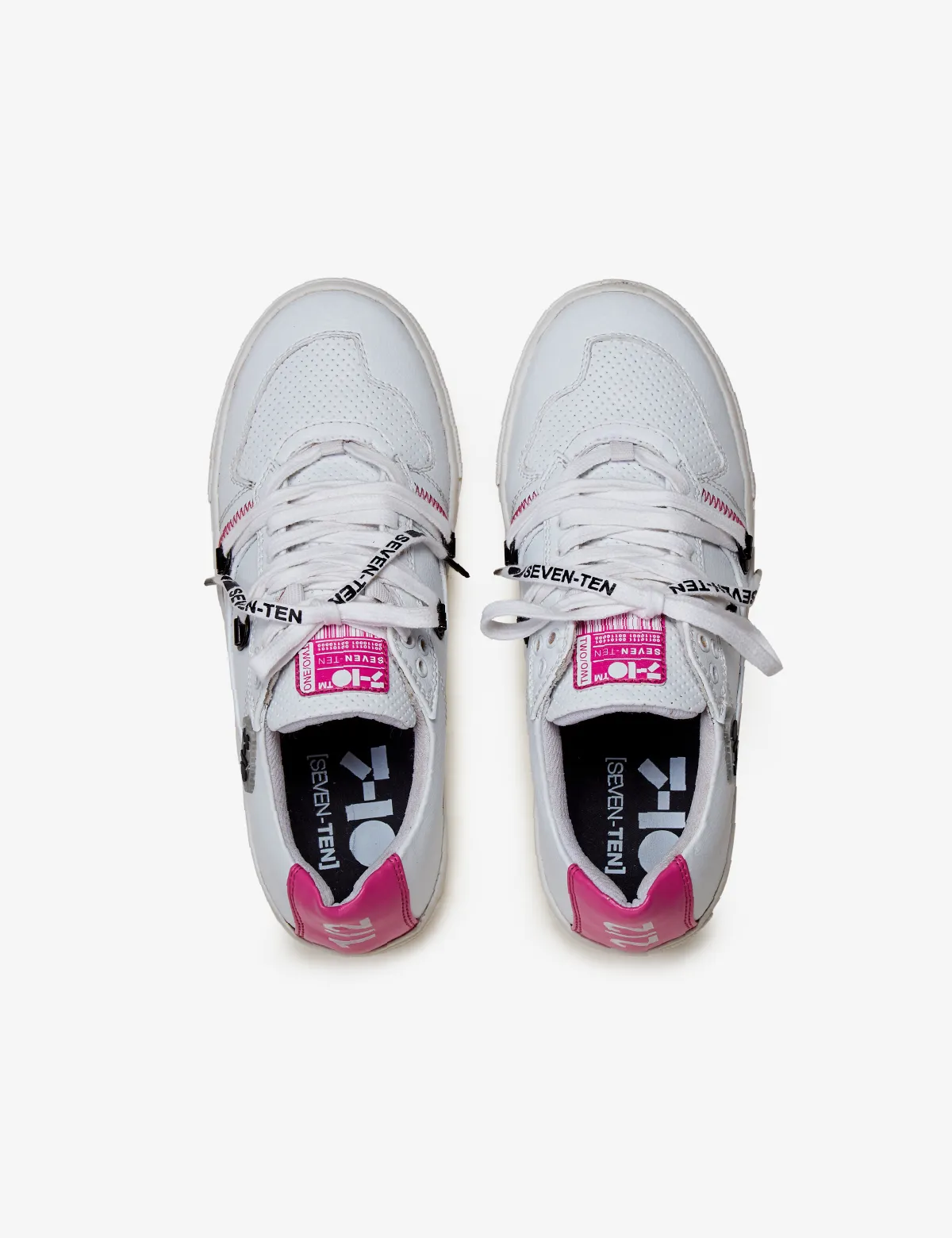 210 White Pink Graphic Low-Top Sneaker