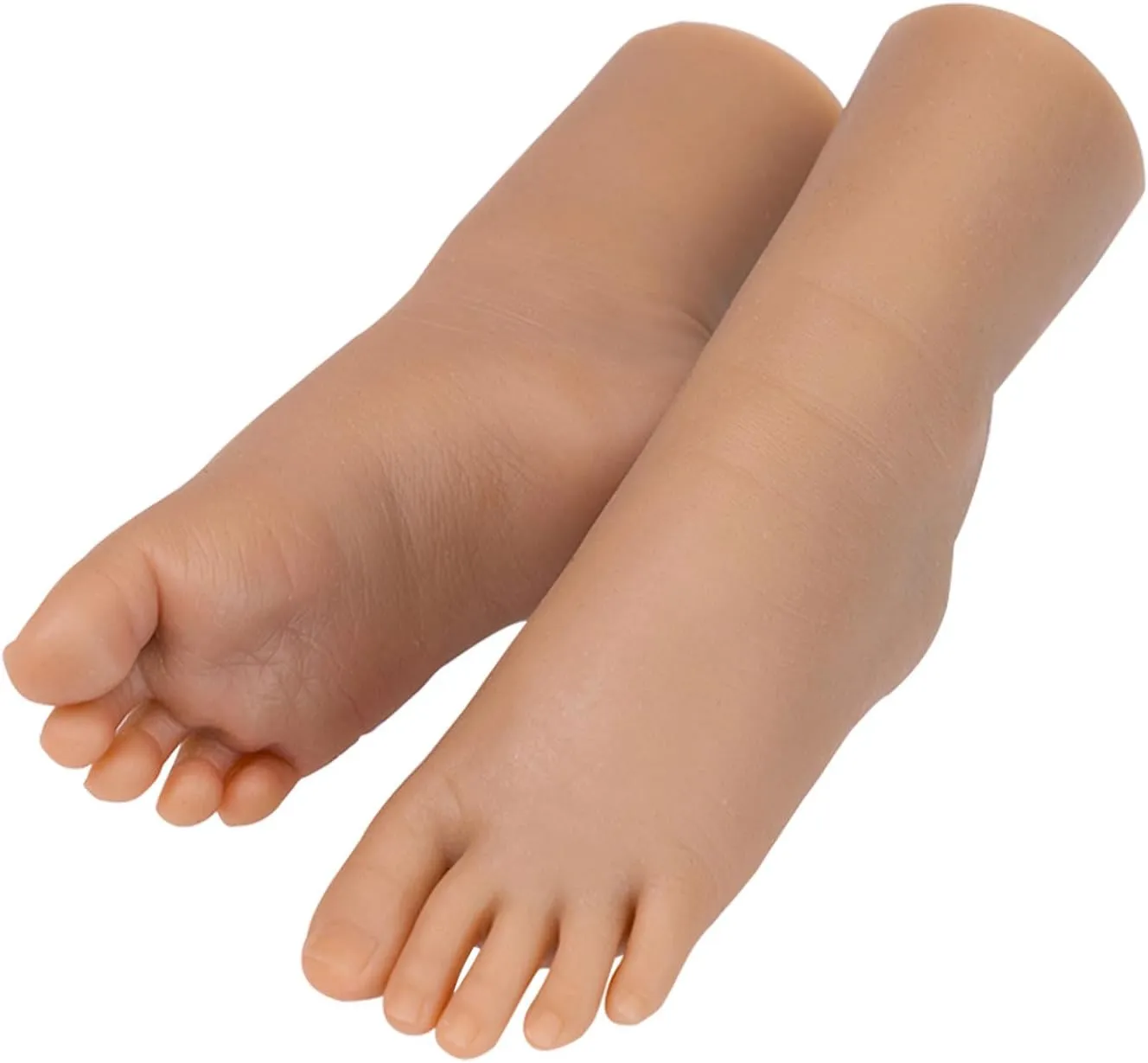 2pc Silicone Feet Model, Child Realistic Fake Foot Female Mannequin, Shoe Sock Art Sketch Displa Nail Jewerly Sandal Displ