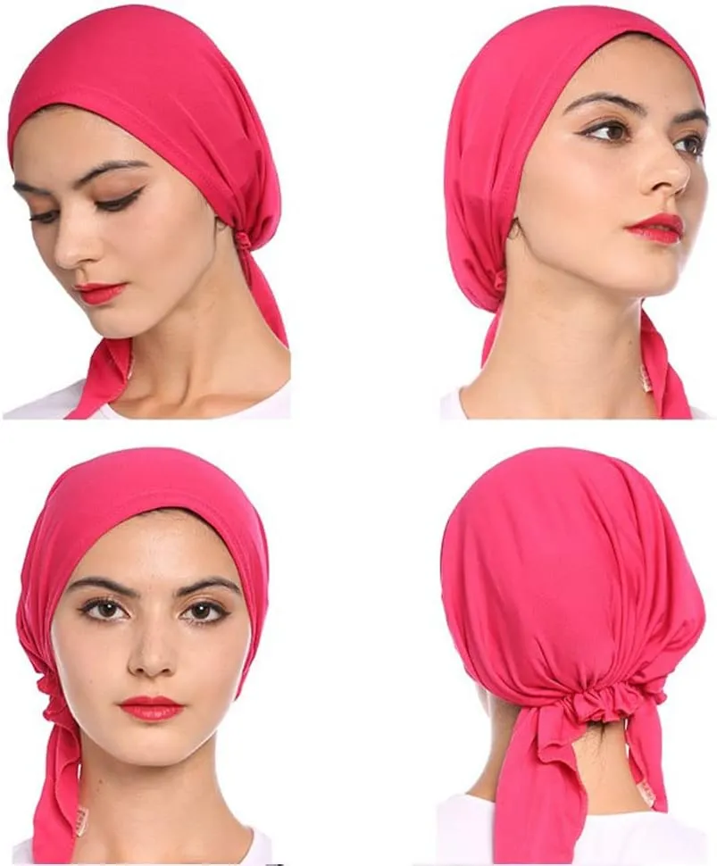 3 Packed Women's Pre Tied Head Scarves Slip On Chemo Beanies Hair Cover Headwrap Caps