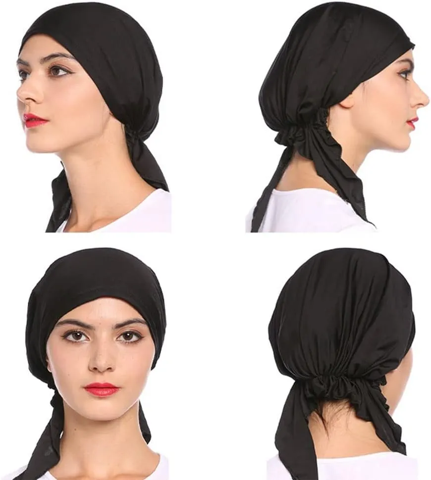 3 Packed Women's Pre Tied Head Scarves Slip On Chemo Beanies Hair Cover Headwrap Caps