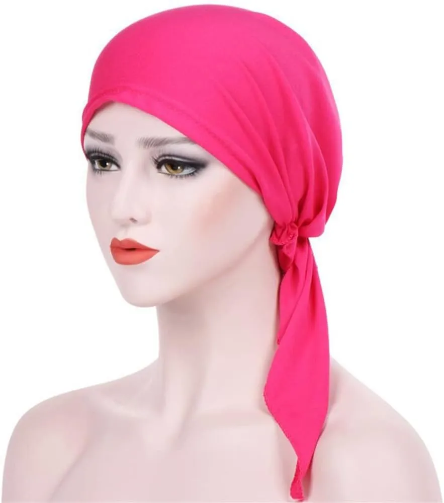 3 Packed Women's Pre Tied Head Scarves Slip On Chemo Beanies Hair Cover Headwrap Caps