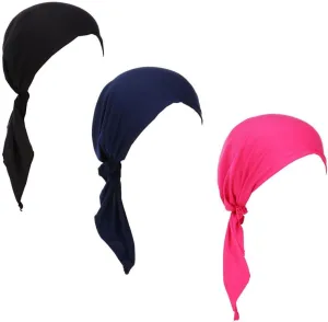 3 Packed Women's Pre Tied Head Scarves Slip On Chemo Beanies Hair Cover Headwrap Caps