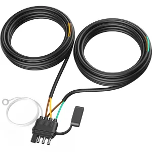4 Pin 5 Wire Trailer Wiring Harness 26FT with Jacketed Cable，Wishbond Trailer Light Kit 4 Way Flat 5 Wire Harness Trailer Wire Connector Plug for Both-Side Taillights of Rewiring Trailer RV Boat…
