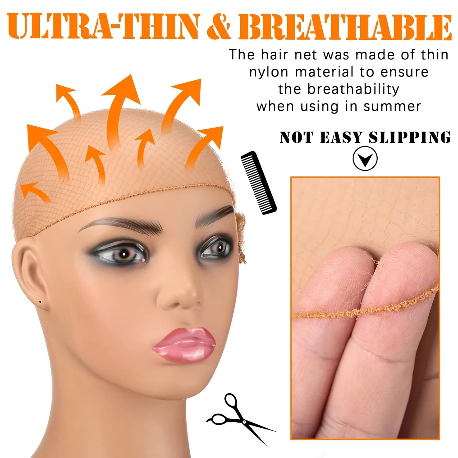 400 Pcs Hair Nets for Women Hair Nets for Food Service Invisible Elastic Edge Mesh 20 Inches Ballet Dance(Light Brown)