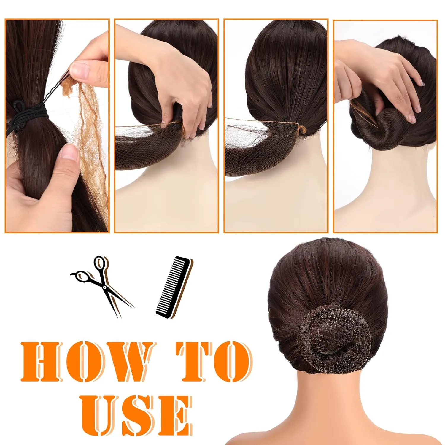 400 Pcs Hair Nets for Women Hair Nets for Food Service Invisible Elastic Edge Mesh 20 Inches Ballet Dance(Light Brown)