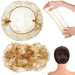400 Pcs Hair Nets for Women Hair Nets for Food Service Invisible Elastic Edge Mesh 20 Inches Ballet Dance(Light Brown)
