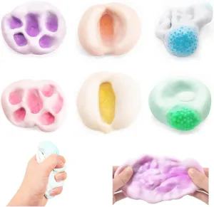 6 Pack Stress Balls for Adults 3 Textures Crunchy Smoothie Squishy Balls with Air Pumps for Anxiety and Stress Relief Milky Skin Sensory Balls Squeeze Fidget Toys for Party Favors