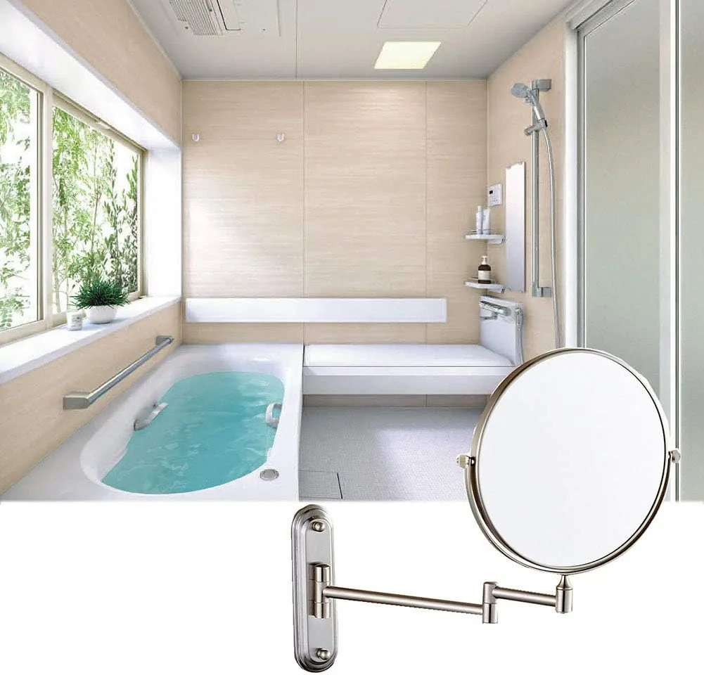 6/8-Inch Wall Mounted Makeup Mirror, Two-Sided Swivel Wall Mount Mirror, 3/5/7/10x Magnification, 360 Degree Swivel(8in,5X)