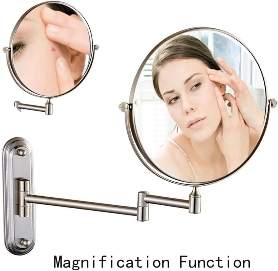 6/8-Inch Wall Mounted Makeup Mirror, Two-Sided Swivel Wall Mount Mirror, 3/5/7/10x Magnification, 360 Degree Swivel(8in,5X)