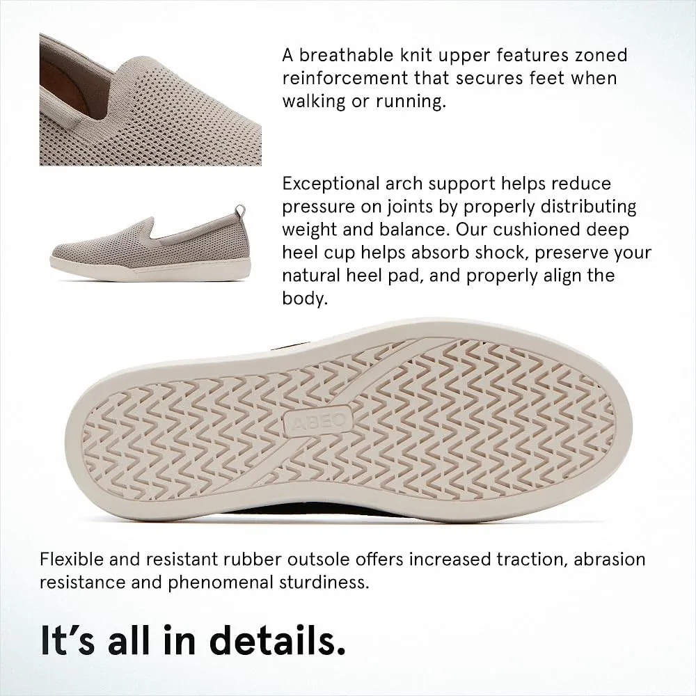 ABEO Encore Knit Slip On Sneakers for Women | Breathable Knit Slip On Sneakers | Arch Support Sneakers for Women | Built-in Orthotic Insole | Women's Travel Sneakers