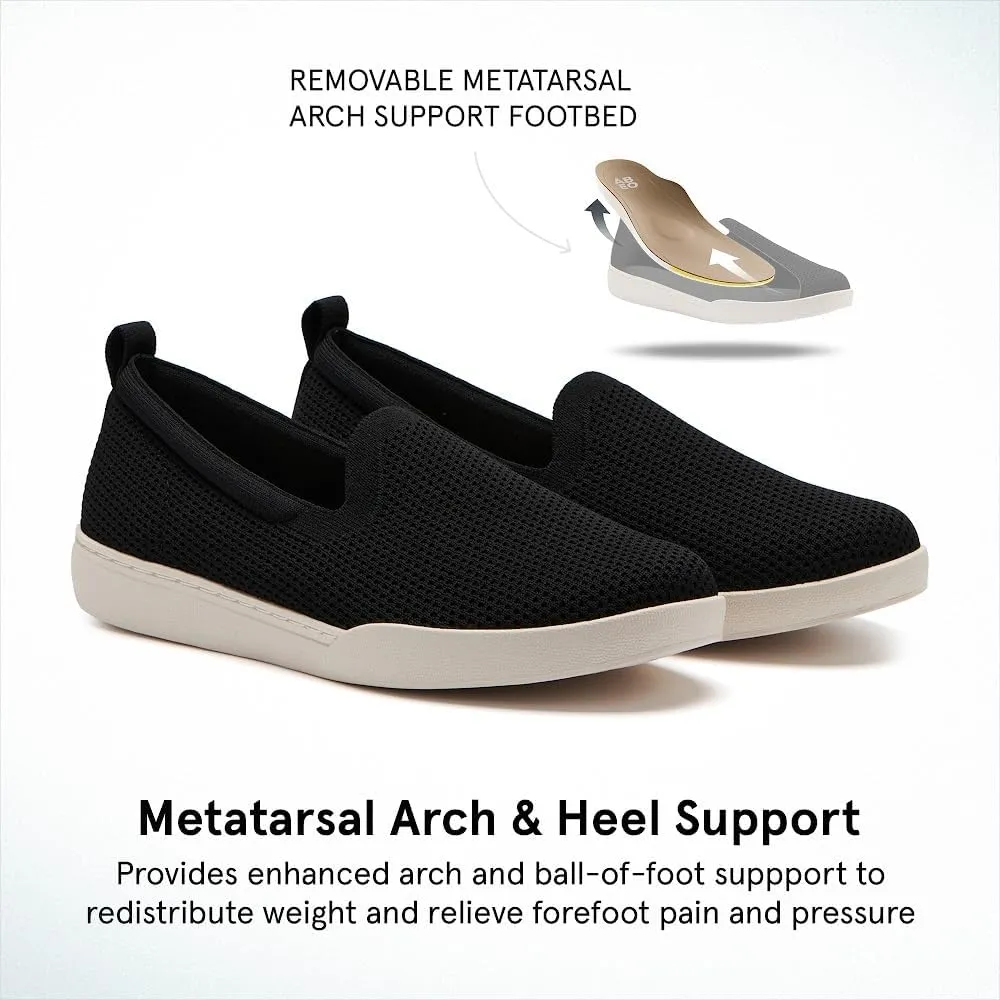 ABEO Women's Encore Knit Slip On Sneakers | Metatarsal Sneakers | Breathable Knit Slip On Sneakers | Womens Travel Sneakers | Built-in Metatarsal Pads