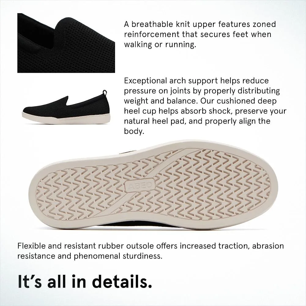 ABEO Women's Encore Knit Slip On Sneakers | Metatarsal Sneakers | Breathable Knit Slip On Sneakers | Womens Travel Sneakers | Built-in Metatarsal Pads