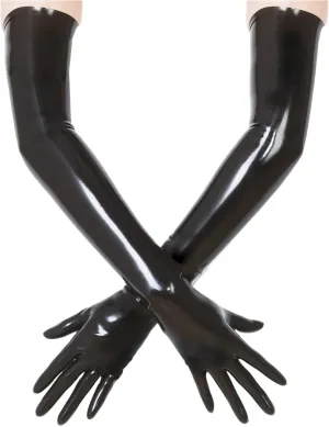 ABWL Black Long Latex Gloves for Women Men,Fetish Natural Rubber Gloves Cosplay Costume Party Clubwear