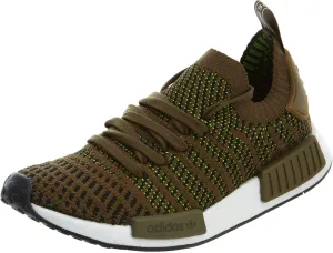 adidas Originals Men's NMD_R1 STLT Primeknit Running Shoe, Trace Olive/Black/Solar Slime, 7.5
