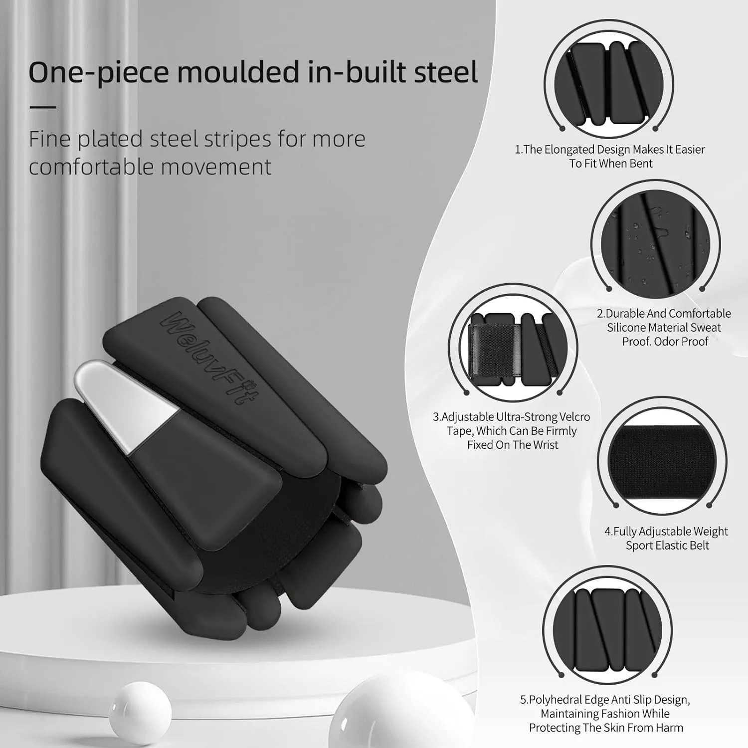 Adjustable Wearable Pilates Wrist & Ankle Weights For Women & Men | Arm & Leg Weights Silicone Wrist Bangles For Home Gym Workout, Travel, Yoga, Barre, Strength Training-Set Of 2