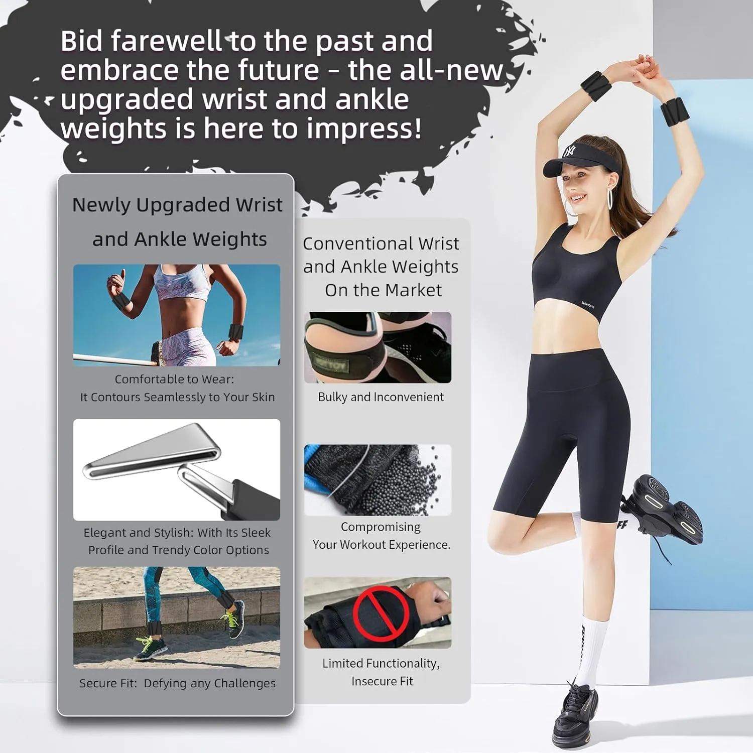 Adjustable Wearable Pilates Wrist & Ankle Weights For Women & Men | Arm & Leg Weights Silicone Wrist Bangles For Home Gym Workout, Travel, Yoga, Barre, Strength Training-Set Of 2