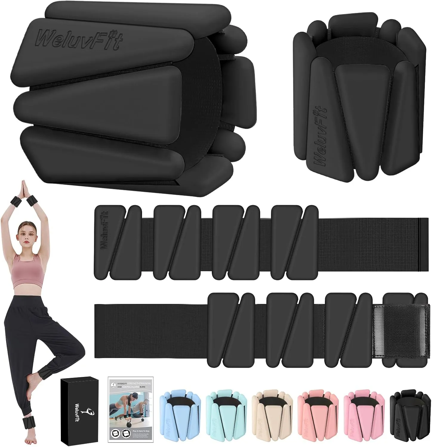 Adjustable Wearable Pilates Wrist & Ankle Weights For Women & Men | Arm & Leg Weights Silicone Wrist Bangles For Home Gym Workout, Travel, Yoga, Barre, Strength Training-Set Of 2