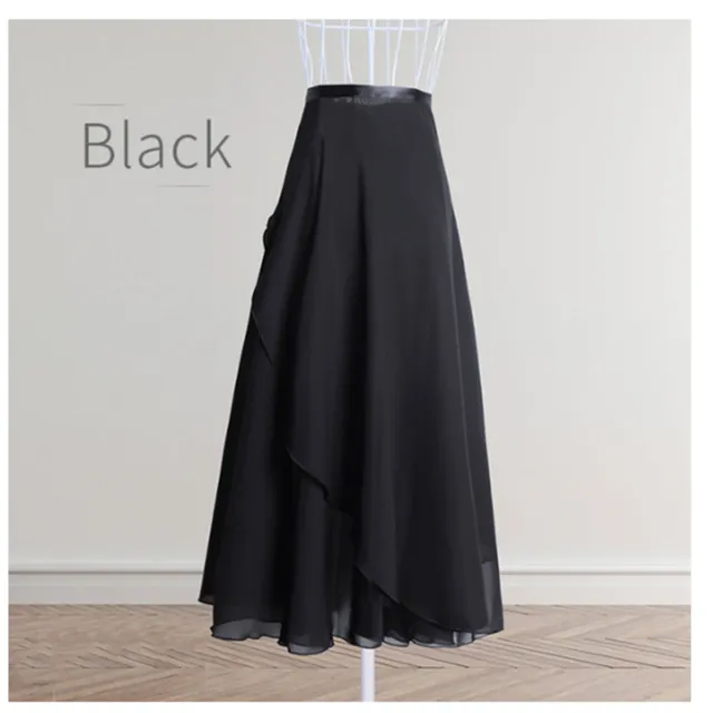 Adults Long Chiffon Ballet Skirts Women Lyrical Soft Ballet Dress Black Burgundy Navy Pink White Ballet Dance Costumes