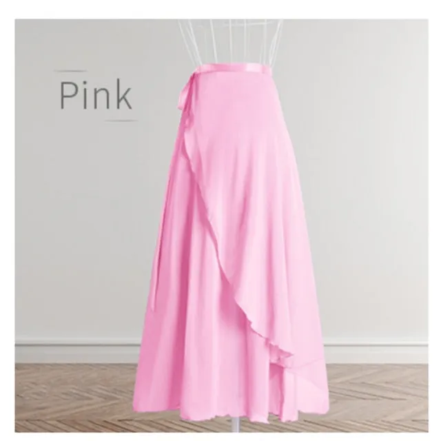 Adults Long Chiffon Ballet Skirts Women Lyrical Soft Ballet Dress Black Burgundy Navy Pink White Ballet Dance Costumes