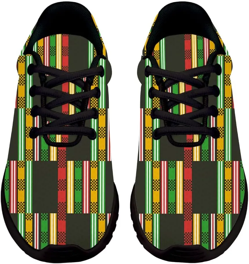 African Tribal Kente Shoes for Women Men Trail Running Casual Fashion Sneakers Slip-on Tennis Shoes