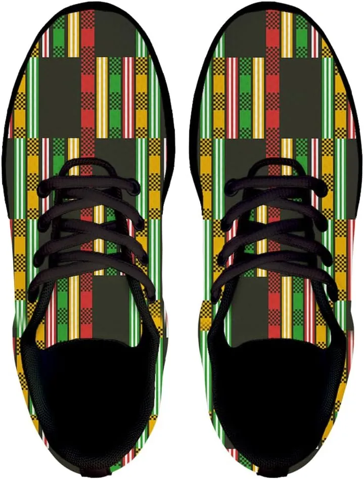 African Tribal Kente Shoes for Women Men Trail Running Casual Fashion Sneakers Slip-on Tennis Shoes