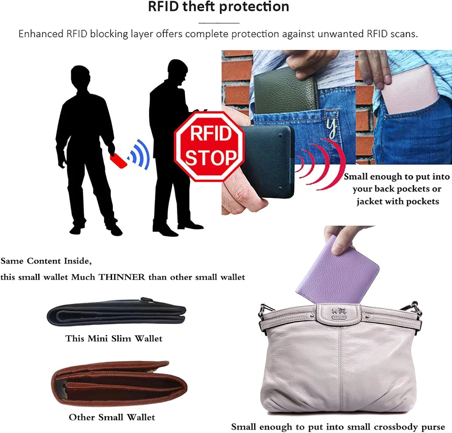 AINIMOER Small Leather Wallet for Women, Ladies Credit Card Holder RFID Blocking Women's Mini Bifold Pocket Purse