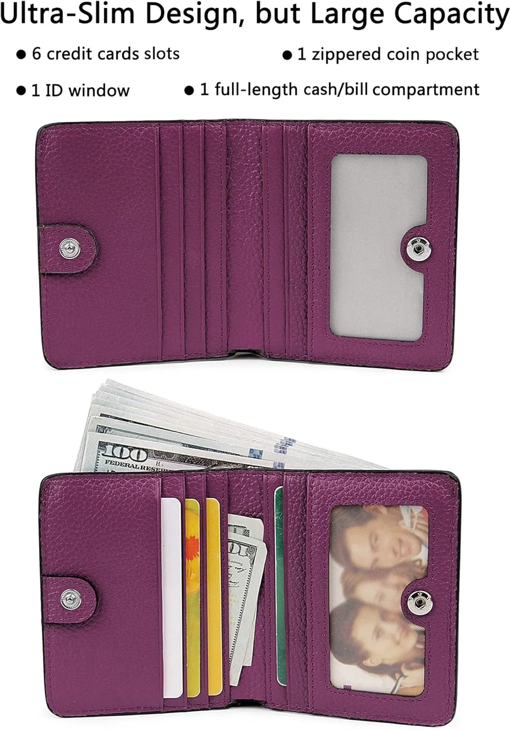 AINIMOER Small Leather Wallet for Women, Ladies Credit Card Holder RFID Blocking Women's Mini Bifold Pocket Purse