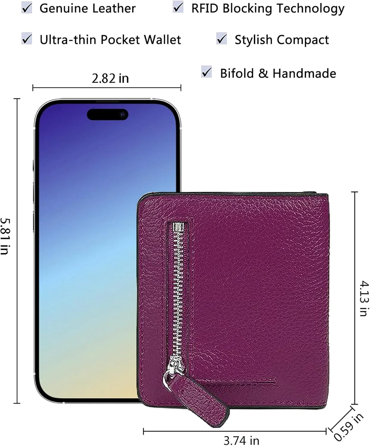 AINIMOER Small Leather Wallet for Women, Ladies Credit Card Holder RFID Blocking Women's Mini Bifold Pocket Purse