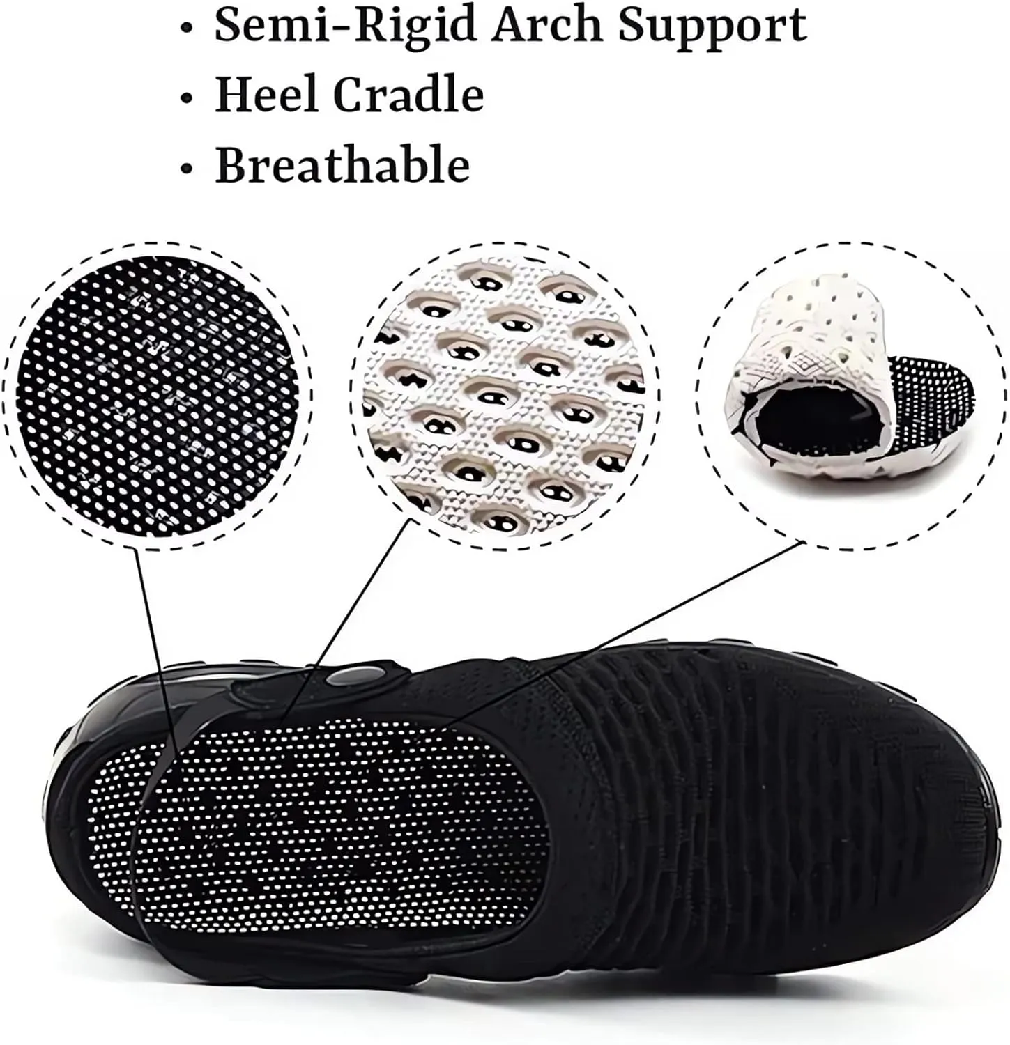 Air Cushion Slip On Shoes, 2023 New Walking Shoes Slip-on Orthopedic Diabetic Sandals, Arch Support Stretch Slippers for Women (8.5, Black)