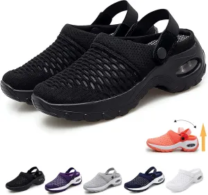 Air Cushion Slip On Shoes, 2023 New Walking Shoes Slip-on Orthopedic Diabetic Sandals, Arch Support Stretch Slippers for Women (8.5, Black)