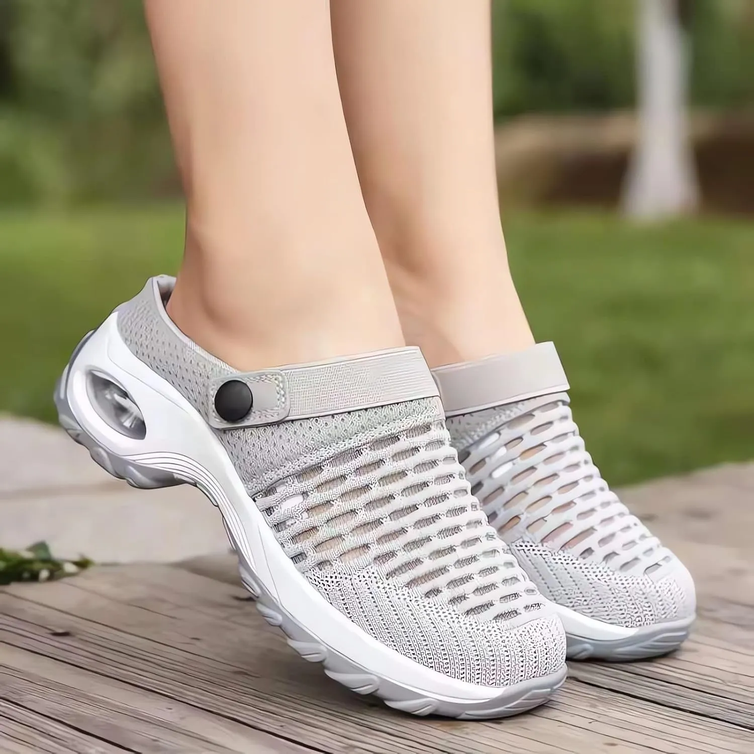 Air Cushion Slip On Shoes, 2023 New Walking Shoes Slip-on Orthopedic Diabetic Sandals, Arch Support Stretch Slippers for Women (8.5, Black)