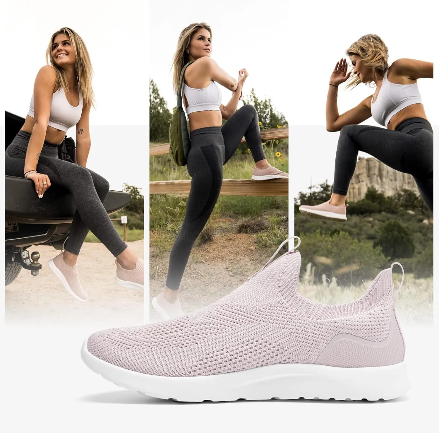 ALEADER Women's Slip On Energycloud Walking Shoes, Stretch Knit Sneakers Breathable Athletic Tennis