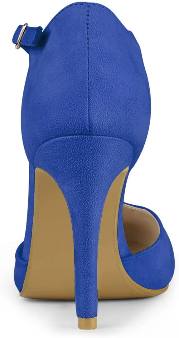 Allegra K Women's Rounded Toe Stiletto Heel T-Strap Dress Pumps