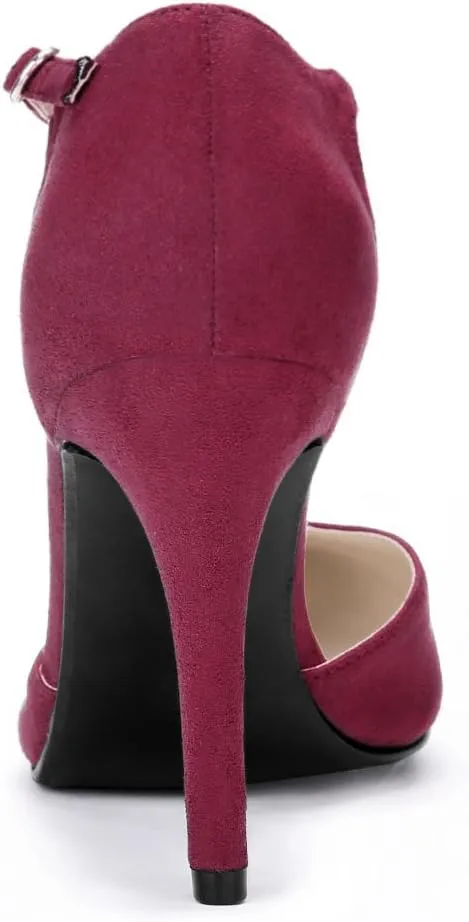 Allegra K Women's Rounded Toe Stiletto Heel T-Strap Dress Pumps