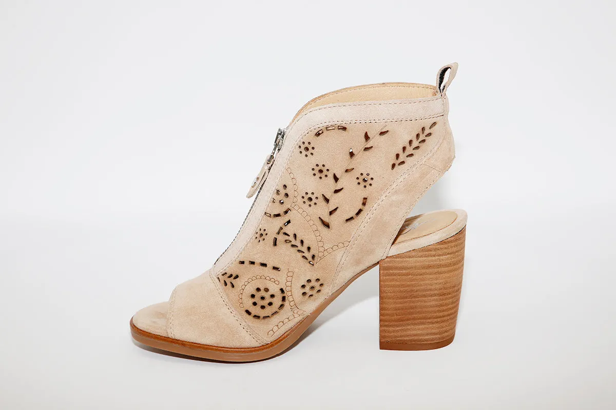 ALPE - 4613 Block Heel Beige Suede Sandal