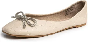 Alpine Swiss Myla Womens Ballet Flats Square Toe Rhinestone Bow Dressy Slip On Shoes