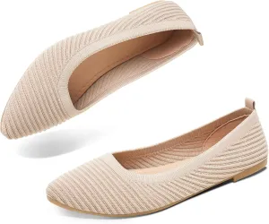 ALTOCIS Womens Knit Ballet Flats Ladies Comfortable Pointed-Toe Dressy Shoes Casual Soft Flat Shoes Ballerina Walking Flats Shoes