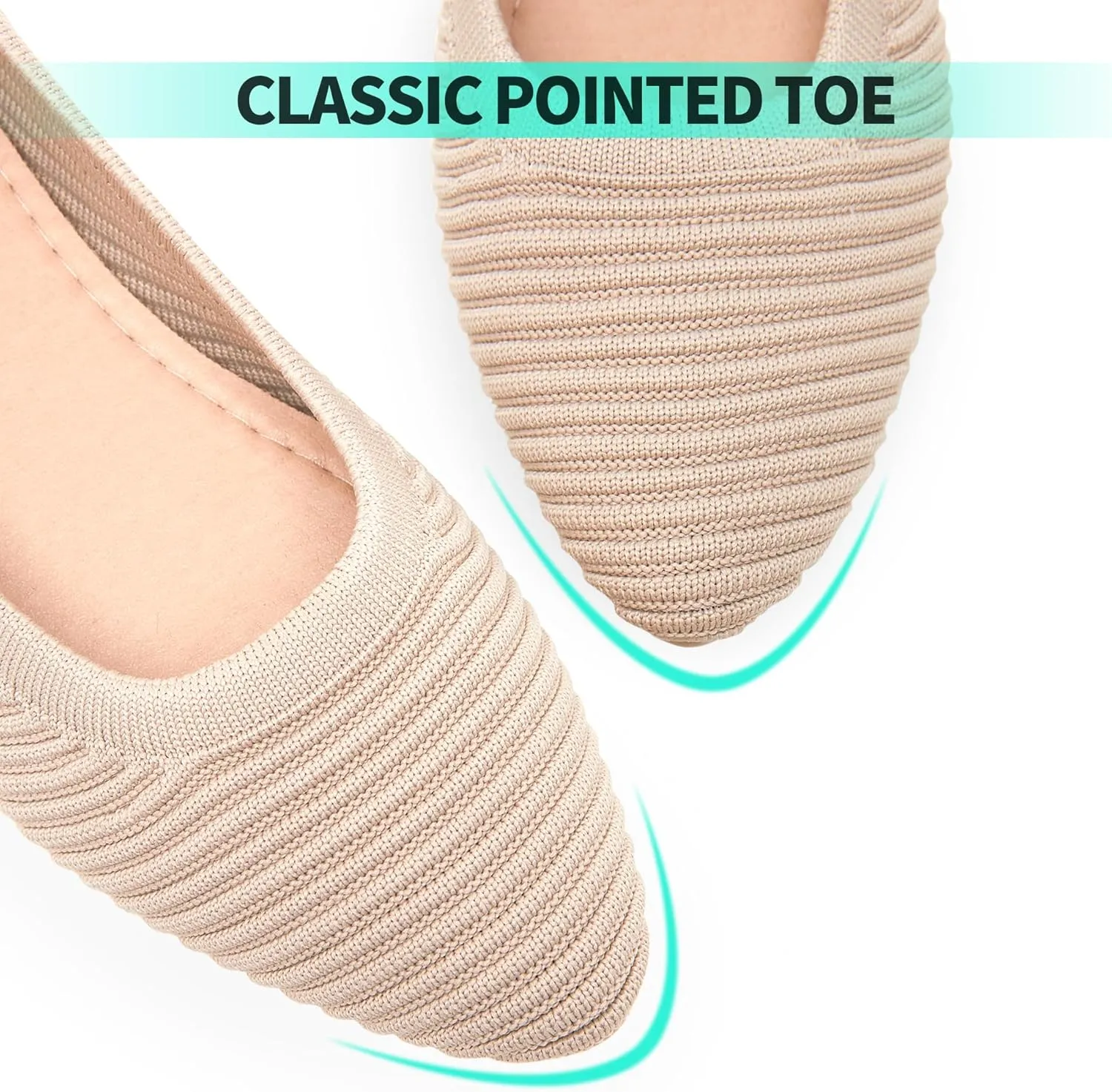 ALTOCIS Womens Knit Ballet Flats Ladies Comfortable Pointed-Toe Dressy Shoes Casual Soft Flat Shoes Ballerina Walking Flats Shoes