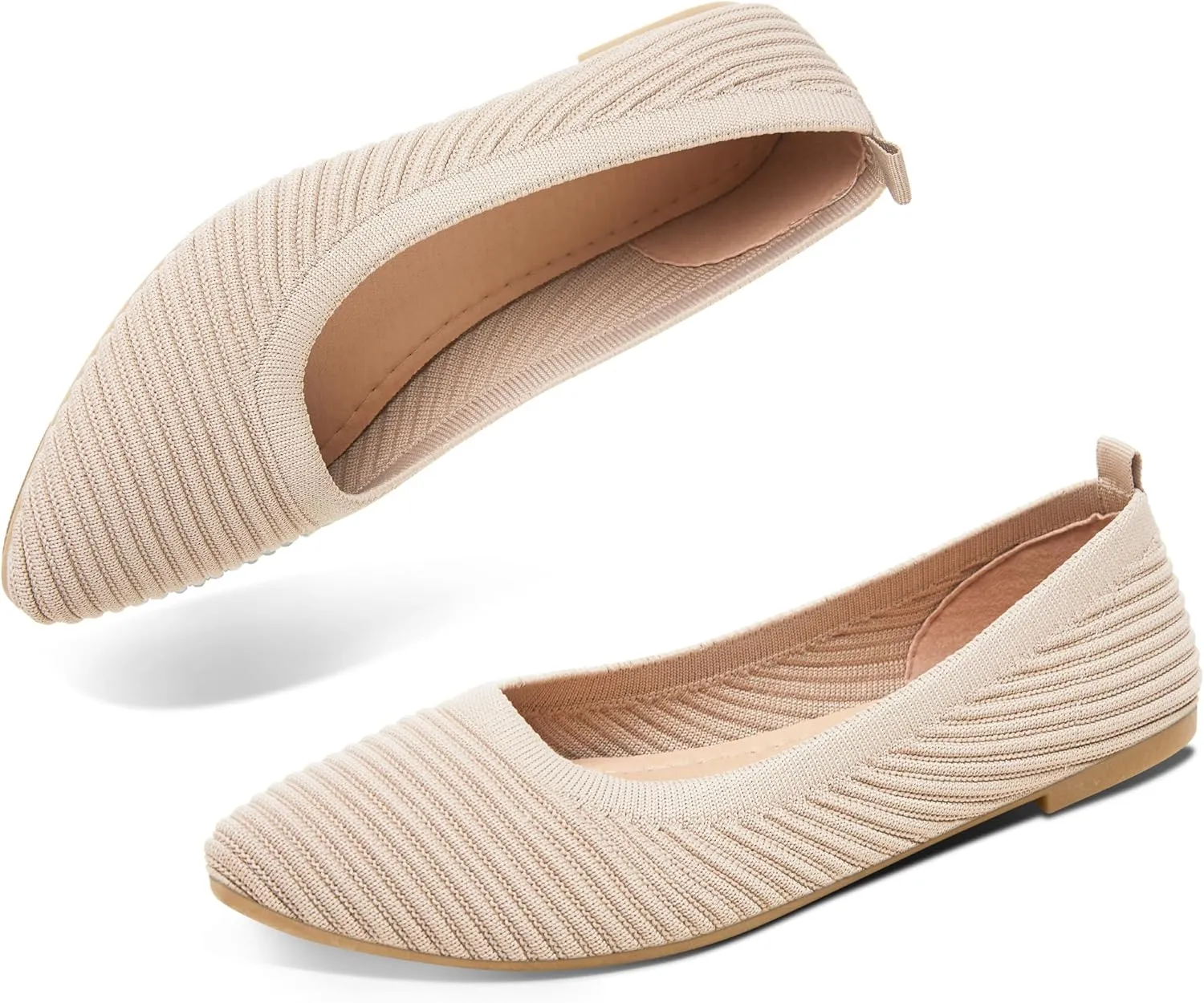 ALTOCIS Womens Knit Ballet Flats Ladies Comfortable Pointed-Toe Dressy Shoes Casual Soft Flat Shoes Ballerina Walking Flats Shoes